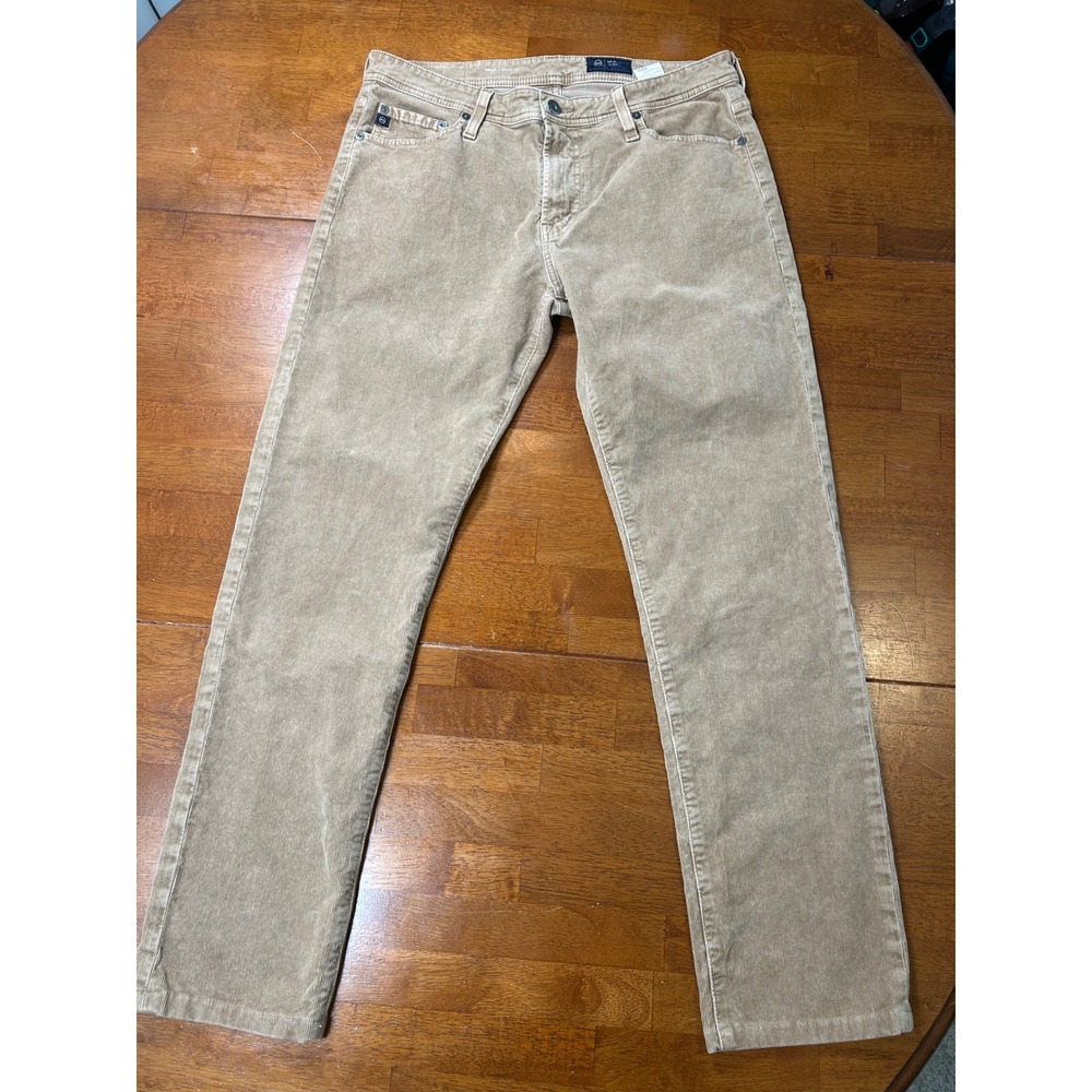 AG Adriano Goldschmied Tellis Pants Mens 33x34 Tan Khaki Corduroy Modern Slim